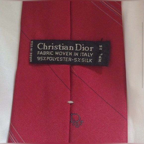 DIOR Men’s Red Necktie with Pinstripe - Picture 3 of 10